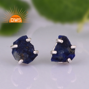 Pendiente de tuerca de piedras preciosas de lapislázuli en bruto Natural de plata de ley fina superventas, joyería personalizada para mujer, regalo para ella - Product Image 5