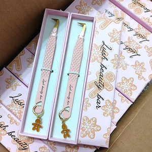 Pinces à cils professionnelles de précision à pointe en fibre, logo personnalisé, acier inoxydable, pinces à cils fines droites, volume, 45 90 degrés - Product Image 5