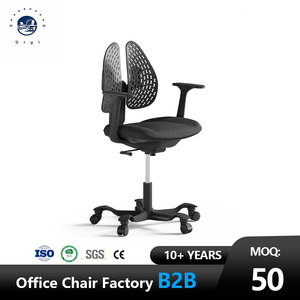 Chaise de <span class=keywords><strong>bureau</strong></span> ergonomique moderne à double dossier orthopédique certifiée BIFMA, réglable en hauteur par vérin à gaz, pivotante à 360°, base en nylon - Posture - Product Image 1