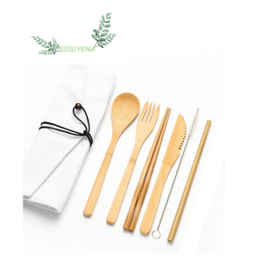 Ensemble de couverts en bambou de haute qualité et pratique/utilisé pour les voyages et les pique-niques - Product Image 2