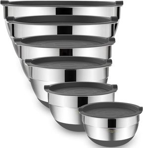 Nuevo en Fábrica, Ensaladera para Frutas y Verduras, Tazón Mezclador Alemán de Acero Inoxidable con Base Antideslizante de Silicona y Tapa, al por Mayor - Product Image 1