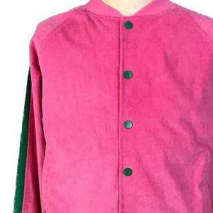 Veste bomber réversible en laine rose et verte, vente en gros OEM, streetwear décontracté, imperméable, coupe-vent, respirante, printemps, devant - Product Image 3