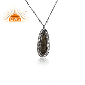 สร้อยคอจี้อัญมณีโมลด์แบบหยาบและเพชรธรรมชาติเงินสเตอร์ลิง - Product Image 3