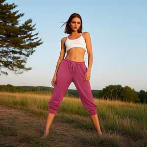 Yogajogger de cintura alta para mujer, pantalones de chándal Capri, paquete de 3 mallas atléticas para correr, bolsillos planos para entrenamiento de gimnasio para salón de invierno - Product Image 1