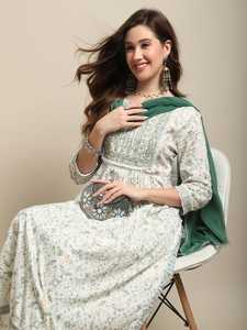 Ensemble pakistanais 3 pièces en coton long et évasé pour femme, comprenant Kurti, pantalon et dupatta, style Salwar Kameez prêt-à-porter décontracté, de créateur indien Maruti Fashion - Product Image 6