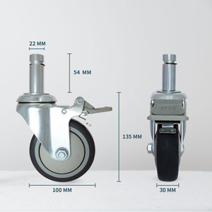 ล้อเหล็ก TPR ขนาด 100 มม. แบบไม่รั่วซึม พร้อมก้านขนาด 22 มม. สำหรับเฟอร์นิเจอร์งานหนัก พร้อมระบบล็อค - Product Image 2
