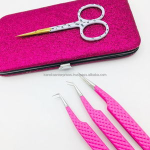 Nouvel ensemble professionnel de pinces à extensions de cils en acier inoxydable durable, ciseaux anti-magnétiques et antistatiques, marque privée - Product Image 1