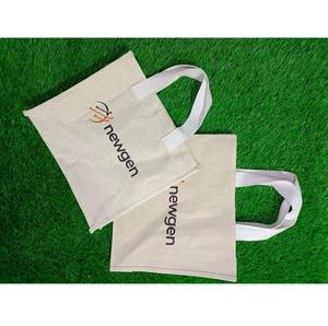 Sac fourre-tout en toile de coton biologique écologique imprimé de logo personnalisé sac d'épicerie uni réutilisable avec poignée confortable - Product Image 1