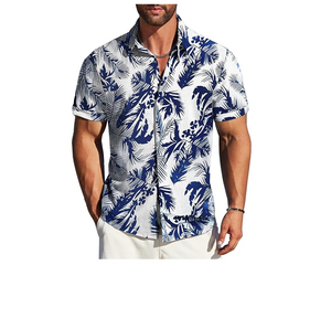 Camisa Hawaiana Personalizada para Hombre, Manga Corta, Impresión Digital, Transpirable, Casual, Cuello en V, Camisa de Playa de Lona con OEM - Product Image 1