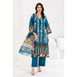 Nouvel arrivage de vêtements décontractés afghans pakistanais Robe de travail imprimée pour femmes Nouveau design de pelouse Shalwar Kameez avec Dupatta - Product Image 1