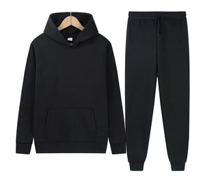 Ensemble de survêtement unisexe pour homme, imprimé, en polaire, chaud et respirant, avec capuche et poche, coupe ample - Product Image 3