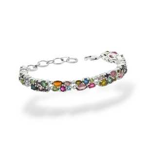 Fashion 925 <b>Solid</b> Sterling <b>Silver</b> Material Adjustable <b>Bracelet</b> Natural Tourmaline Faceted Mixed Cut Gemstone Handmade <b>Bracelets</b> - Product Image 4