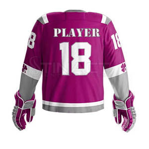 Ensemble maillot et pantalon de hockey sur glace fabriqué en usine, conçu pour les joueurs professionnels, offrant un ajustement confortable et un design élégant - Product Image 5