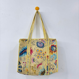 Bolsas de Almacenamiento Acolchadas de Algodón con Estampado a Mano, Diseño Tradicional Indio, Hechas a Mano, Grandes, Estilo Campestre Francés, para Alimentos y Joyería - Product Image 1