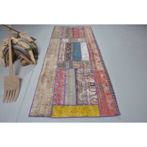Alfombra bohemia de lana amarilla de 3,7x9,3 pies Vintage turco clásico rectángulo Patchwork diseño plano tejido técnica nuevo pasillo látex - Product Image 1