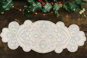 Christmas Decorative and Leaves Design <b>Beaded</b> Runner <b>Placemat</b> Dining Table Fancy Mat Handmade Decorative Runners for Wedding - Product Image 5