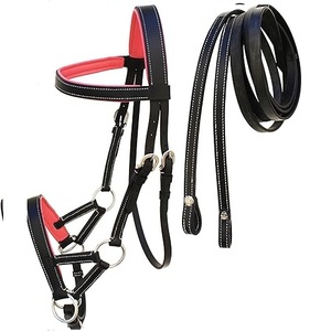 Bridon sans mors en cuir pour cheval, style western, avec rênes - Product Image 2
