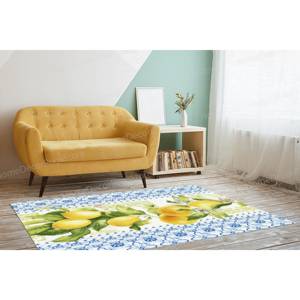 Lemon Pattern Printed <b>Rug</b>, Modern <b>Chenille</b> Design, Yellow Kitchen <b>Rug</b>,<b>Chenille</b> <b>Rug</b> - Product Image 3