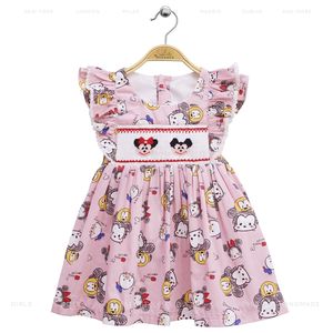 Mouse Smock abito per ragazze ricamato a mano <span class=keywords><strong>Topolino</strong></span> sul petto con tessuto <span class=keywords><strong>di</strong></span> raso OEM ODM servizio disponibile - Product Image 1