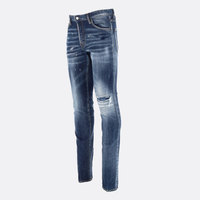 Pantalones Vaqueros Rectos de Algodón 100% Tejido de Peso Medio para Hombre, Estilo Urbano, Cintura Alta, Transpirables, Desgastados, Fabricante OEM