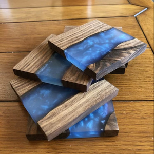 Posavasos de Lujo Cuadrados de Nogal con Resina Epoxi de Primera Calidad, Muy Solicitados, Ecológicos, Duraderos, Resistentes al Calor, No Tóxicos, 8 mm de Grosor, Tamaño Personalizado - Product Image 1