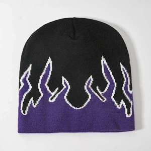 Gorro de Punto Holgado de Moda, Estilo Urbano, para Invierno, Estilo Rock Punk, con Diseño de Llamas de Fuego - Product Image 2