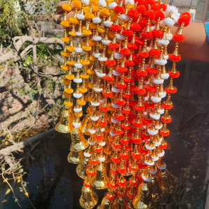 พวงมาลัยปอมปอมปอมมีกระดิ่งสำหรับงานแต่งงานอินเดีย diani mesangeet Diwali เม็กซิกันตกแต่งแขวนประตูบ้านการเฉลิมฉลองสีต่างๆ - Product Image 1