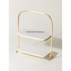 แก้วใสพร้อมขาตั้งเค้กฐานทำจากโลหะสำหรับเครื่องครัวโบราณเคลือบผงสีน้ำตาล - Product Image 6