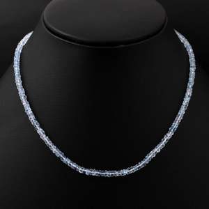 Aquamarine 925 Sterling Silver AAA+ Grade 100% Natural 3.5mm Rondelle Beaded Necklace Unisex Everyday Wear Fine Jewelry - Product Image 2