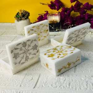 Caja de joyería de piedra de mármol rectangular bellamente diseñada incrustaciones de perlas madre naturales embalaje de almacenamiento de estilo personalizado - Product Image 1