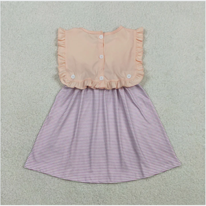 Robe pour fille à rayures violettes et roses avec boutons GSD3559 - Product Image 2