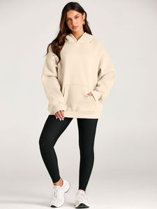 Sudadera con capucha de gran tamaño de lana gruesa para mujer, sudadera de manga larga de talla grande, sudaderas con capucha transpirables antipilling para mujer - Product Image 6