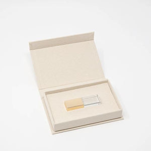 Brivote Boîte de clé USB de mariage en lin Offre Spéciale personnalisée Boîte d'emballage USB pour photographes - Product Image 5