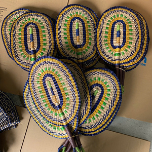 หญ้าทะเลธรรมชาติพัดมือติดผนังทำด้วยมือแนววินเทจสำหรับฤดูร้อนผลิตในเวียดนาม - Product Image 4