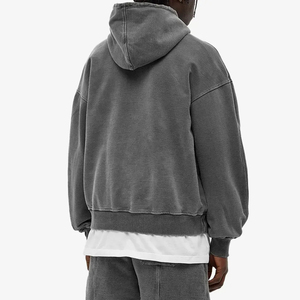 Vente en gros 100% coton Warm Up Vintage Wash surdimensionné goutte épaule courte Boxy sweat à capuche pull style hommes sweat à capuche avec logo personnalisé - Product Image 5
