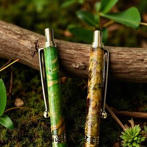 Crayon en bois de luxe fait main avec pince en laiton Coffee Burl Wood Office and Gift Use - Product Image 3