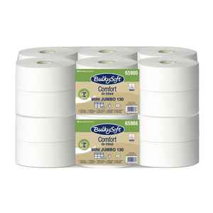 24 rouleaux de papier toilette jumbo désencré à double épaisseur 130 M-2 paquets de 12 mouchoirs de salle de bain Bulkysoft de qualité supérieure - Product Image 1