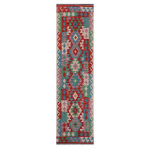 Alfombra Kilim de Maimana, Afganistán, 286 x 76 cm - Product Image 1