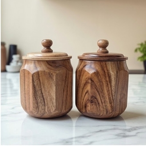 The handcrafted wooden <b>cookie</b> jar is a stylish storage container designed for <b>cookies</b>, candies, dry fruits, and snacks. - Product Image 5