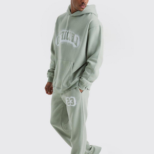 ชุดเสื้อมีฮู้ดและกางเกงขายาวสำหรับผู้ชายชุดวอร์มผ้าฝ้าย100% พิมพ์ลายเฮฟวี่เวทสำหรับโลโก้ออกแบบได้ตามต้องการ - Product Image 1