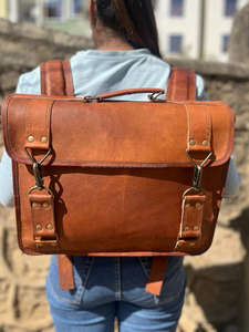 New Vintage Handmade Personalized Genuine Goat Leather Large <b>Men's</b> Vintage Backpacks High Quality Unisex Laptop <b>Messenger</b> <b>Bags</b> - Product Image 5
