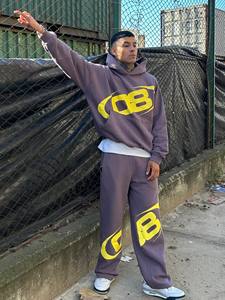 ชุดวอร์มกางเกงวอร์มมีฮู้ดแบบมีซิปสำหรับผู้ชายชุดวอร์มปักลายด้วยพลอยเทียมซีดจาง - Product Image 3