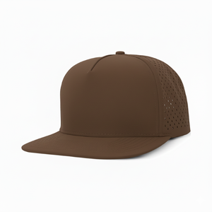 Gorra de golf personalizada de 5 paneles, estructurada, con perforaciones cortadas a láser, visera plana, cierre a presión, impermeable, lisa, para correr y ciclismo. - Product Image 5