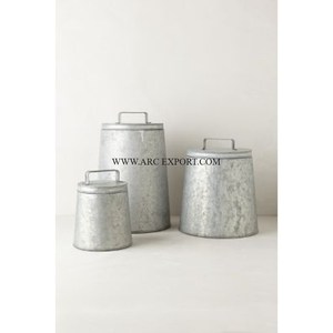 Ensemble de 4 conteneurs de stockage de décor de cuisine en cuivre poli dessus de table vintage conception classique boîte alimentaire de forme ronde faite à la main - Product Image 3