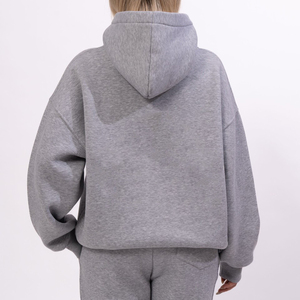 Sudadera con capucha informal de invierno para mujer, manga larga, ligera, holgada, con bolsillo, sin cordón, 100% algodón - Product Image 6