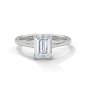 Bague de fiançailles solitaire en or blanc/rose/jaune avec diamant de laboratoire taille émeraude 2 carats, clarté VVS, style moderne et minimaliste pour mariage - Product Image 3