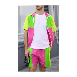 Costume 2 pièces multi-teintes à manches longues de couleur unie pour hommes Costume coupe-vent pour hommes en polyester et nylon fabriqué en usine - Product Image 5