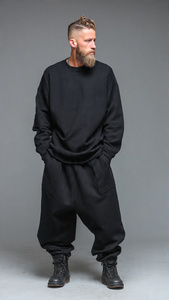 Conjuntos Deportivos Holgados con Cremallera para Hombre, Pantalones Deportivos de Pierna Ancha para Invierno, Conjuntos de Dos Piezas, Chándales Holgados para Hombre - Product Image 5