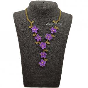 Collar con colgante de moda Lila Zigzag Kolye con İğne Oyası - Product Image 1