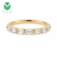 Bague demi-éternité Betterstar en or jaune 18 carats avec diamant de laboratoire taille émeraude certifié IGI, D VVS CVD HPHT, classique, personnalisée pour femme